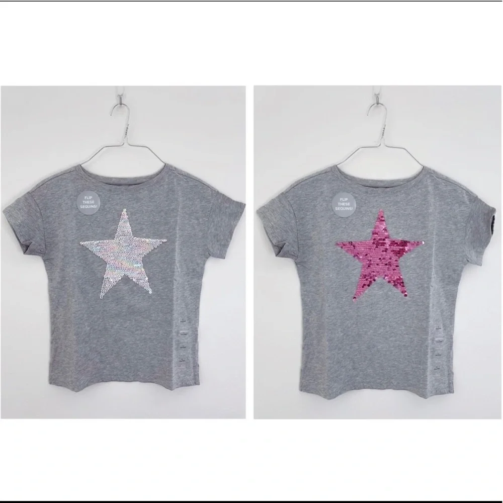 GAP Girls Flippy Sequin Graphic T-Shirt in Gray